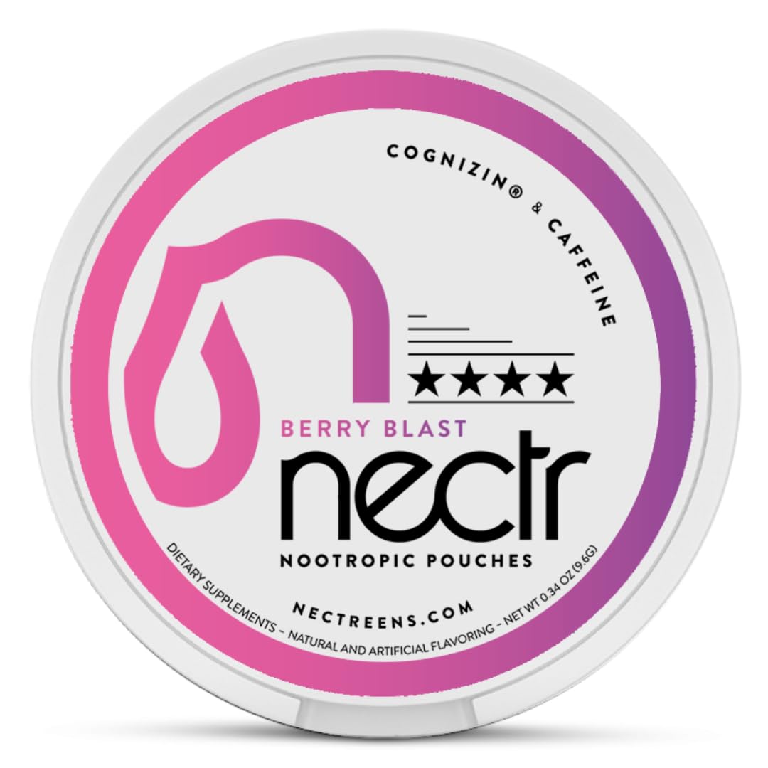 Nectr Energy Nootropic Pouches – Berry Blast Flavored, Caffeine Pouches with Cognizin® Citicoline. Sugar-Free Brain Treats. Smooth, Sustained Focus & Energy Supplement - 1 Puck of 16pcs Nectr buy supplements canada
