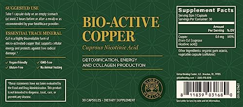 Global Healing Bio-Active Copper Supplement Cu1 - Cuprous Nicotinic Acid Helps Detox Global Healing Center buy supplements canada