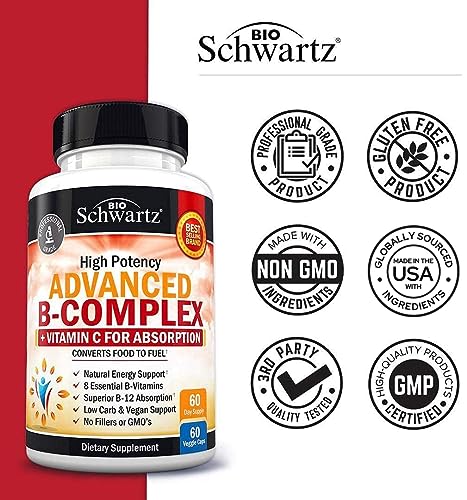 Vitamin B Complex with Vitamin C for Maximum Absorption - Methylcobalamin b12 BioSchwartz buy supplements canada