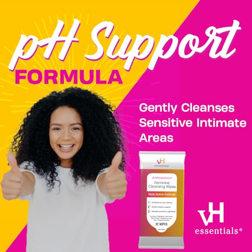 vH essentials Feminine Cleansing Wipes - pH Balanced, Prebiotics, Tea Tree & Aloe, Soothing Witch Hazel vH essentials buy supplements canada