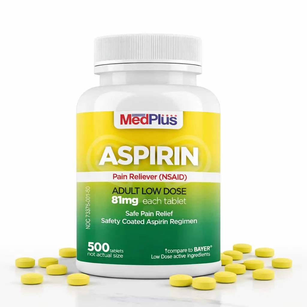 MedPlus Low Dose Aspirin 81 mg - 500 Tablets | Enteric Coated | Pain Reliever for Minor Aches and Pains, Fever Reducer - Made in USA MedPlus buy supplements canada