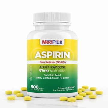 MedPlus Low Dose Aspirin 81 mg - 500 Tablets | Enteric Coated | Pain Reliever for Minor Aches and Pains, Fever Reducer - Made in USA MedPlus buy supplements canada