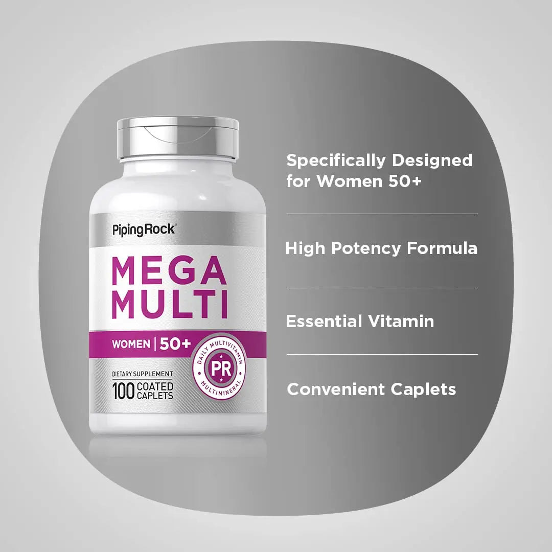 Piping Rock Multivitamin for Women 50 Plus | 100 Coated Caplets | Daily Multi Vitamin & Mineral for Women | Piping Rock buy supplements canada