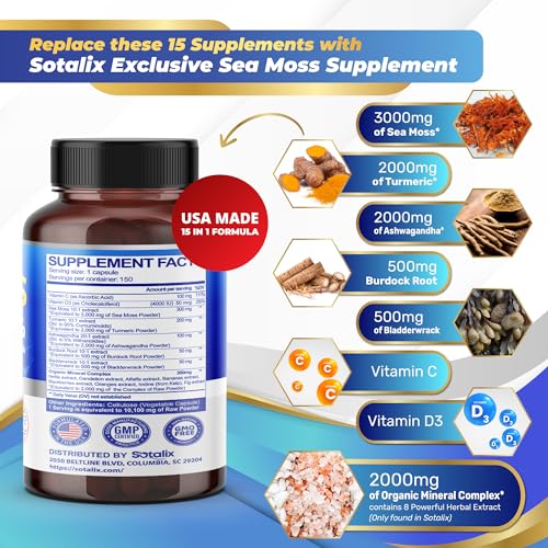 Sotalix Sea Moss Capsule 10100mg with Ashwagandha, Burdock Root, Bladderwrack SOTALIX SUPPLEMENT buy supplements canada