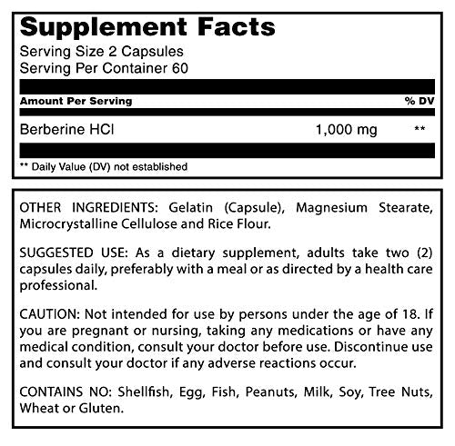 Amazing Formulas Berberine 1000mg Per Serving 120 Capsules Supplement | Non GMO Amazing Nutrition buy supplements canada
