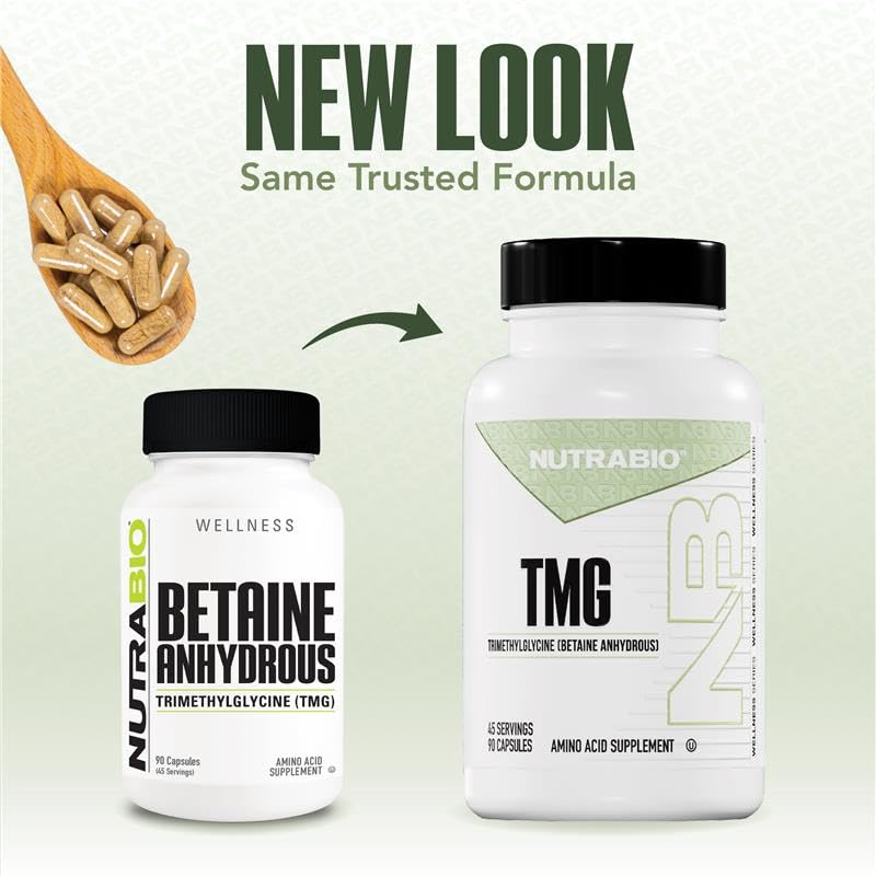 NutraBio TMG Supplements Betaine Anhydrous 500mg Capsules, Trimethylglycine Homocysteine Support NutraBio buy supplements canada