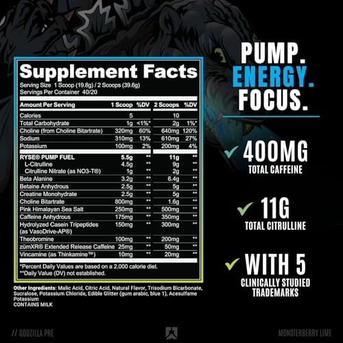Ryse Noel Deyzel x Godzilla Pre Workout | Intense Pumps, Energy, & Focus | Citrulline & Beta RYSE Up Supplements buy supplements canada
