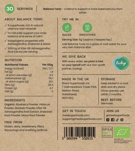 Rheal Balance Tonic 150g | 30 Servings | for Your Daily Balance with Superfoods Rheal buy supplements canada