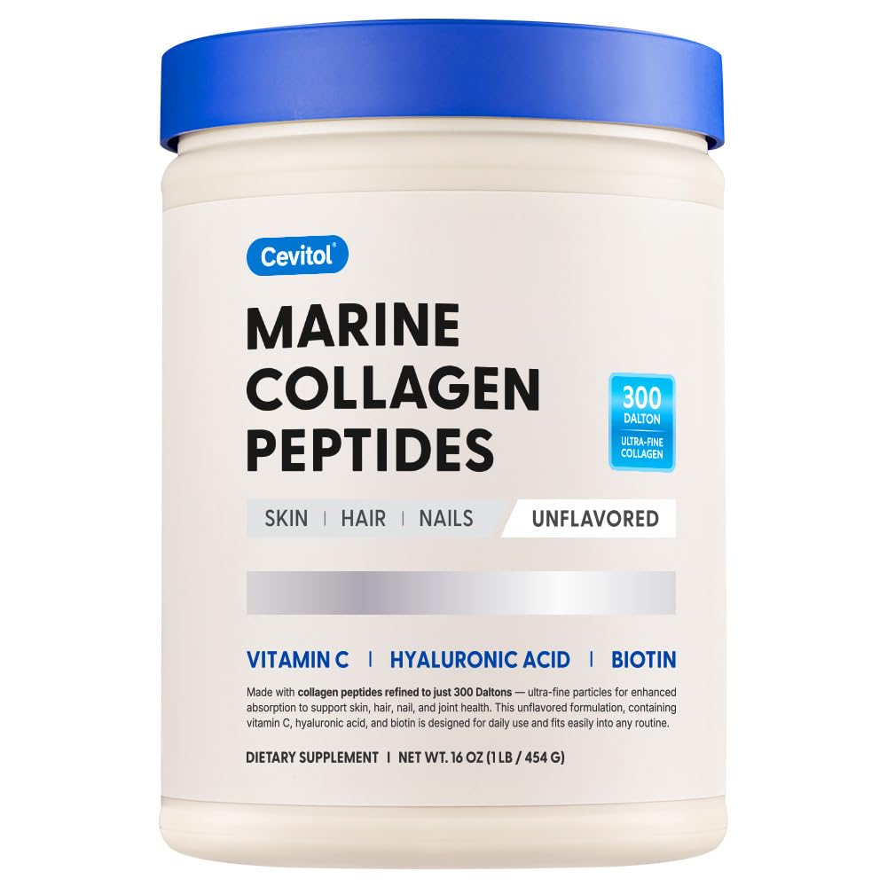Cevitol Marine Collagen Peptides - Hydrolyzed Ultra-fine Collagen Powder for Women & Men, Hyaluronic Acid, Biotin, Vitamin C, for Skin, Hair, Nails, Joints Cevitol buy supplements canada