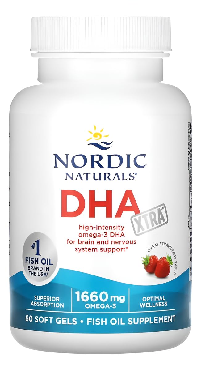 Nordic Naturals DHA Xtra, Strawberry - 60 Soft Gels - 1660 mg Omega-3 - High-Intensity DHA Formula for Brain & Nervous System Support - Non-GMO - 30 Servings Nordic Naturals buy supplements canada