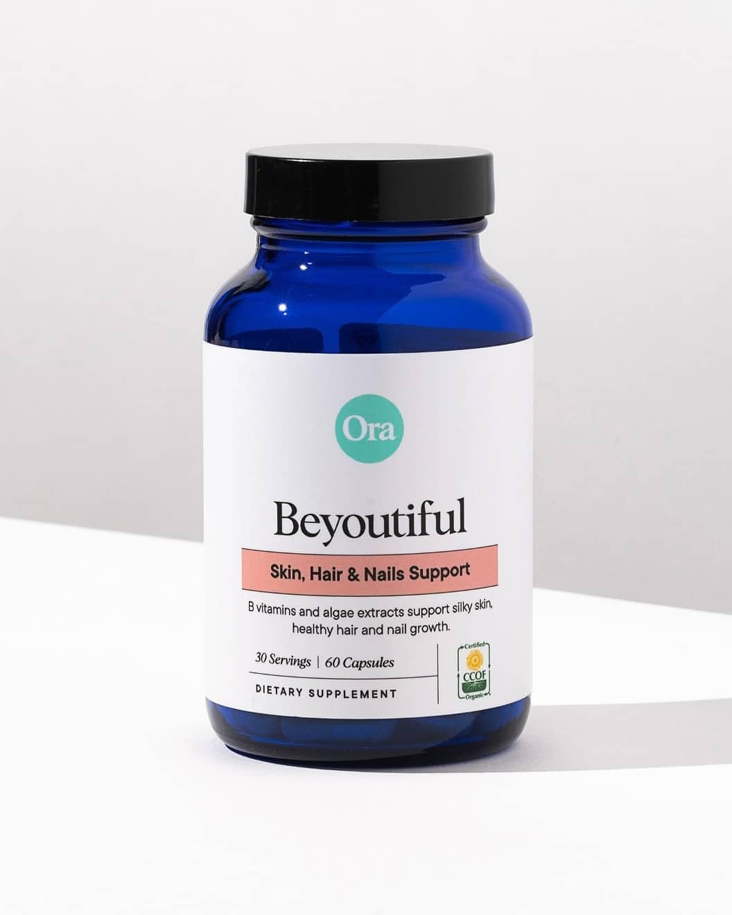 Ora Organic Hair, Skin, and Nails Support- BeYouTiful - Beauty Supplement with B Vitamins and Algae Extracts for Healthy Hair and Skin - 60 Vegan Capsules Ora Organic buy supplements canada