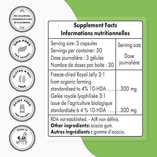 Supersmart - Organic Royal Jelly 300mg per Day (High Strength 4% 10-HDA) - Freeze Supersmart buy supplements canada