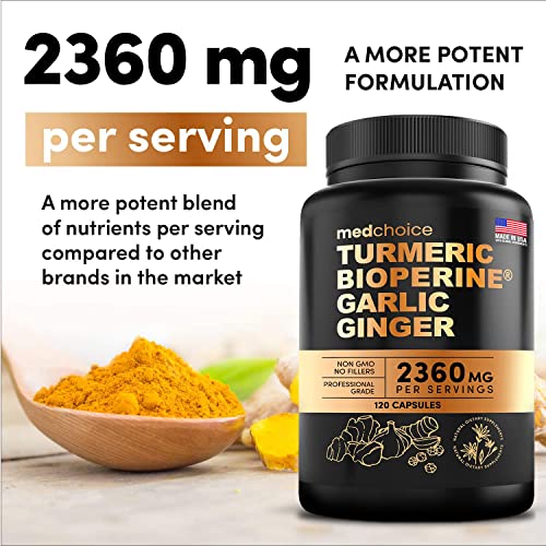 4-in-1 Turmeric and Garlic Supplements with Bioperine 2360 mg (240 ct) Turmeric Ginger MEDCHOICE buy supplements canada
