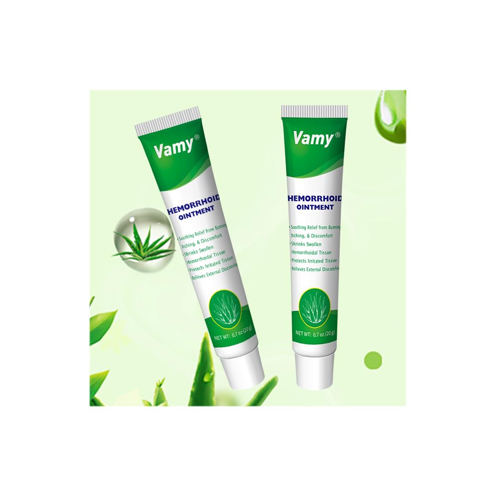 vamy Hemorrhoid Ointment (2 x 20g Tubes), 40g - Maximum Strength Formula for Hemorrhoidal Fast Relief, Soothes Itching, Burning & Discomfort vamy buy supplements canada