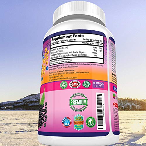 FRESH HEALTHCARE Elderberry Capsules - High Potency Black Elderberry with Zinc FRESH HEALTHCARE buy supplements canada