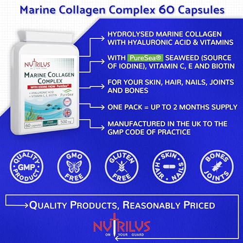 Marine Collagen Complex 60 Capsules 500mg with PureSea Seaweed Providing Iodine Nutrilus buy supplements canada