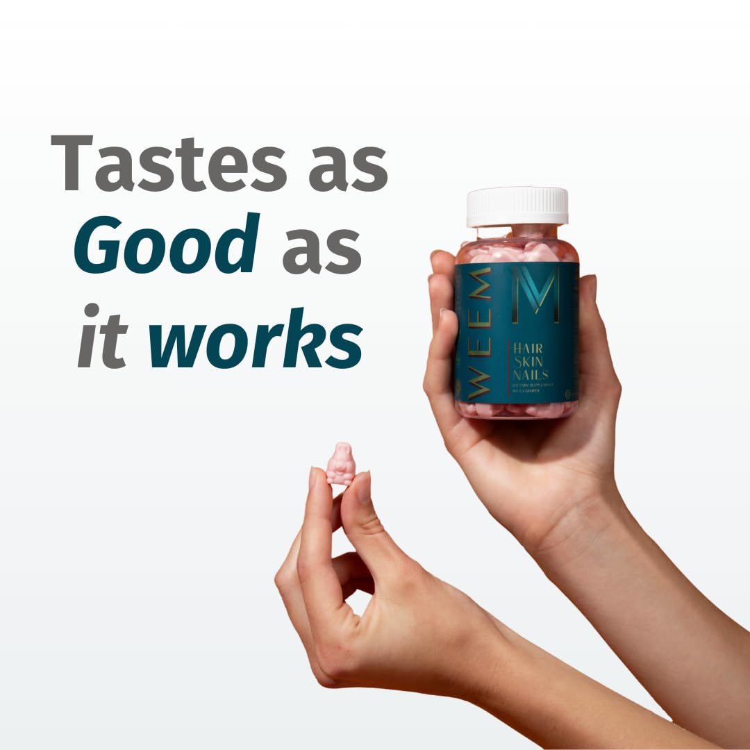 WEEM Hair Skin and Nails Gummies - Supports Healthy Hair - Vegan biotin Vitamins for Women & Men Supports Faster Hair Growth, WEEM buy supplements canada