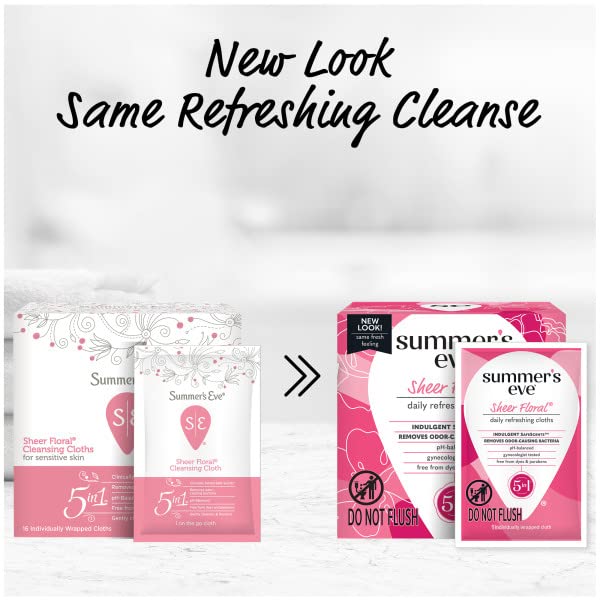 Summer's Eve Sheer Floral Daily Refreshing Feminine Wipes, Removes Odor, pH balanced, 16 count, (Pack of 8) Summer's Eve buy supplements canada