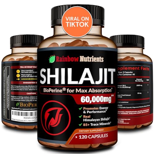 Pure Himalayan Shilajit Capsules Supplement (60,000mg+ Absorption Enhancer+50% Rainbow Nutrients, LLC buy supplements canada