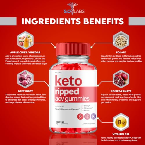 (5 Pack) Keto Ripped ACV Gummies, Keto Ripped ACV Gummies Advanced Weight Loss S.O Labs buy supplements canada