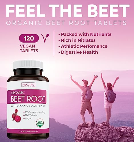 USDA Organic Beet Root Powder (120 Tablets) 1350mg Beets Per Serving with Black Pepper Healths Harmony buy supplements canada