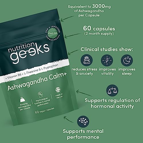 Ashwagandha KSM 66 Complex - 3000mg Enhanced with Amino Acids & Vitamin B6 Nutrition Geeks buy supplements canada