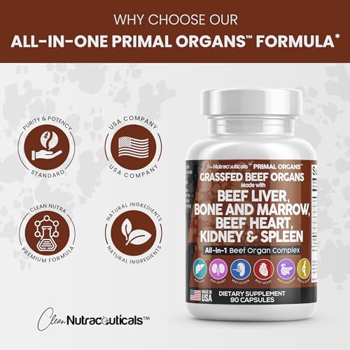 Grass Fed Beef Liver Capsules 3000mg - Premium Quality Beef Organs Clean Nutraceuticals buy supplements canada