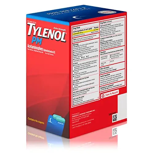 Tylenol PM Extra Strength Nighttime Pain Reliever Sleep Aid Caplets with Acetaminophen & Diphenhydramine HCl, Relief for Nighttime Aches & Pains, Travel Size, 50 Packs of 2 Caplets Tylenol buy supplements canada