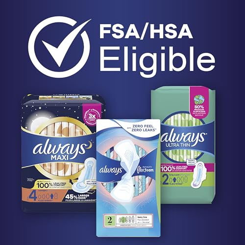 Always Ultra Thin Feminine Pads with Wings for Women, Size 4, Overnight Absorbency, Unscented Always buy supplements canada