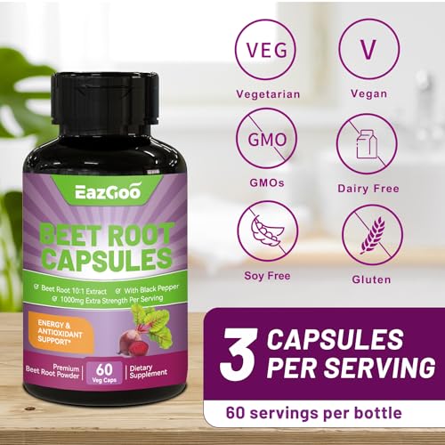 EAZGOO Beet Root Capsules 1000mg Per Serving, Supports Nitric Oxide Production & Blood EAZGOO buy supplements canada