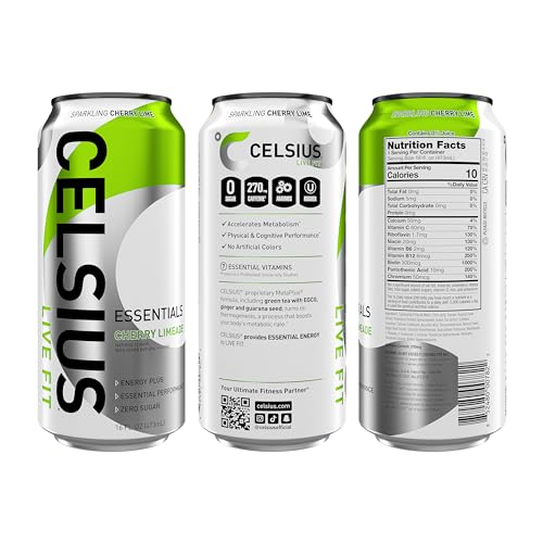 CELSIUS ESSENTIALS, Sparkling Cherry Limeade, Performance Energy Drink 16 Fl Oz CELSIUS buy supplements canada