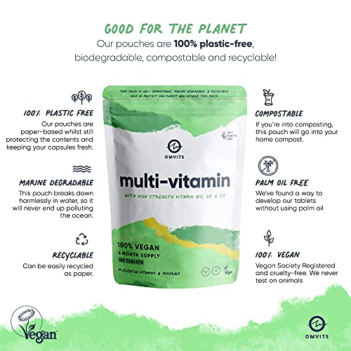 Vegan Multivitamins & Minerals - With High Strength Vitamin B12, D3, K2 & Iron Omvits buy supplements canada