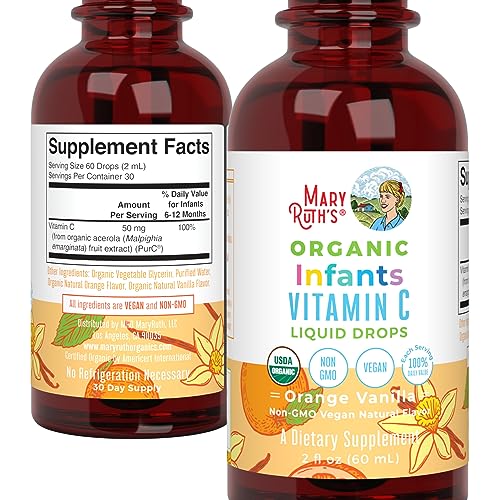 MaryRuth Organics Infant & Baby Vitamin C Supplement | USDA Organic Vitamin C Liquid Drops for Infants | Ages 6-12 Months | Immune Support | Overall Health | Vegan | Non-GMO | Gluten Free | 2 Fl Oz MARYRUTH'S buy supplements canada