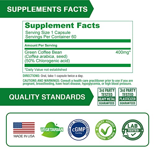 Lovita High-Potency Green Coffee Extract: 1600mg Equivalent, 50% Chlorogenic Acid Lovita buy supplements canada