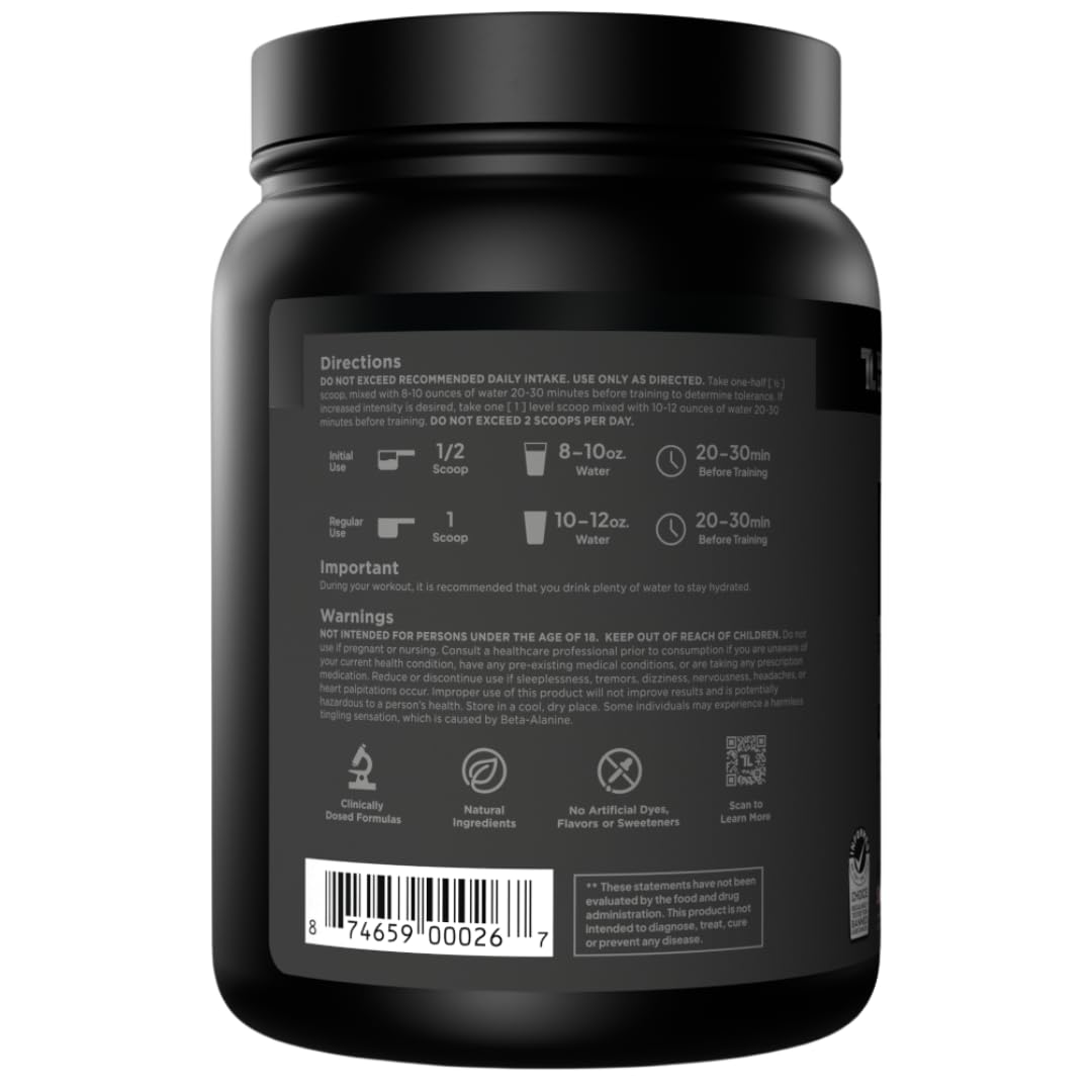 Transparent Labs Bulk Black Pre Workout - Clinically Dosed, Sugar Free Preworkout for Men and Women with Beta Alanine Powder, Citrulline Malate Transparent Labs buy supplements canada