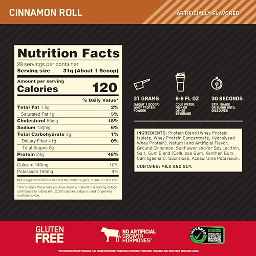 Optimum Nutrition Gold Standard 100% Whey Protein Powder, Cinnamon Roll, 2 Pound Optimum Nutrition buy supplements canada