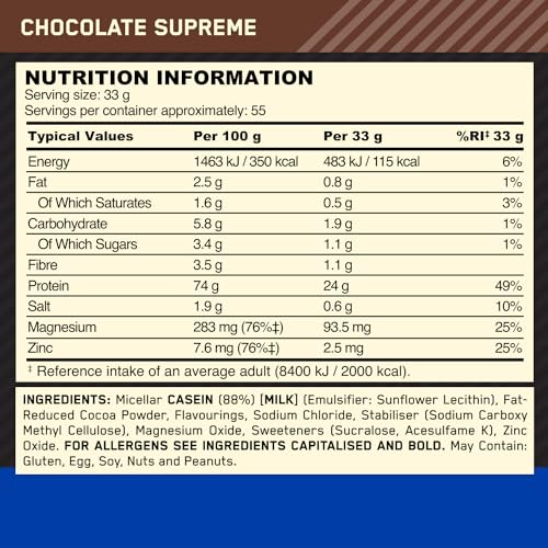 Optimum Nutrition Gold Standard 100% Casein Slow Digesting Protein Powder with Zinc Optimum Nutrition buy supplements canada