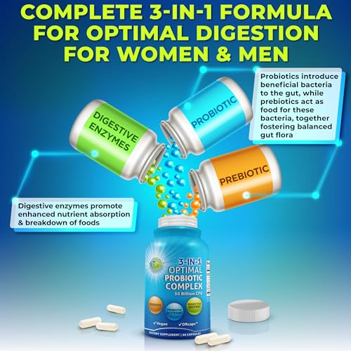 Probiotics with Digestive Enzymes and Prebiotic for Women and Men - 3-In-1 Vegan Probiotic SUPPLEMENTS STUDIO buy supplements canada
