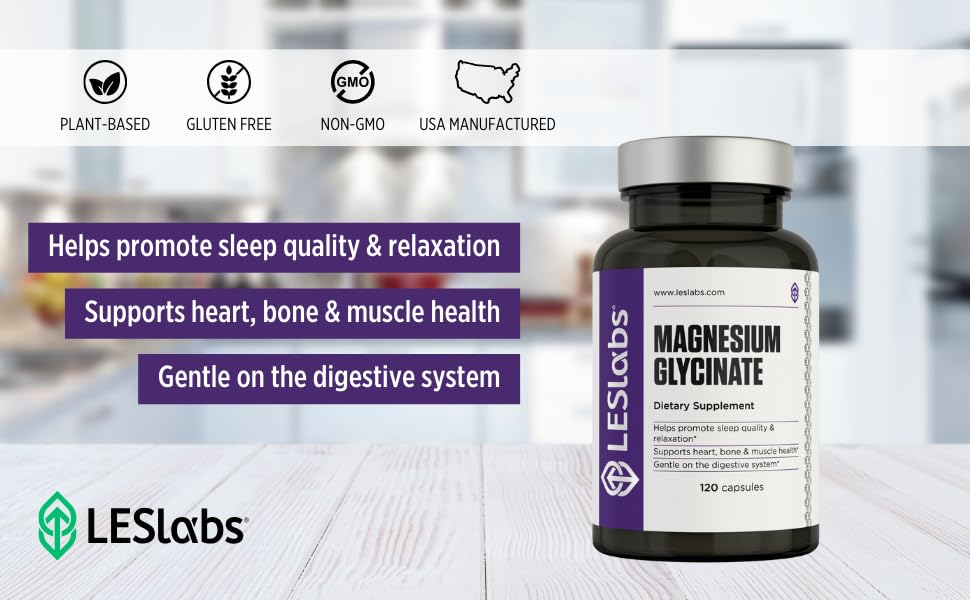 LES Labs Magnesium Glycinate – Supports Restful Sleep, Heart Health, Stress Relief, Metabolism, Nerve & Muscle Function, Gentle on The Digestive System – Non-GMO Supplement – 120 Capsules LES Labs buy supplements canada