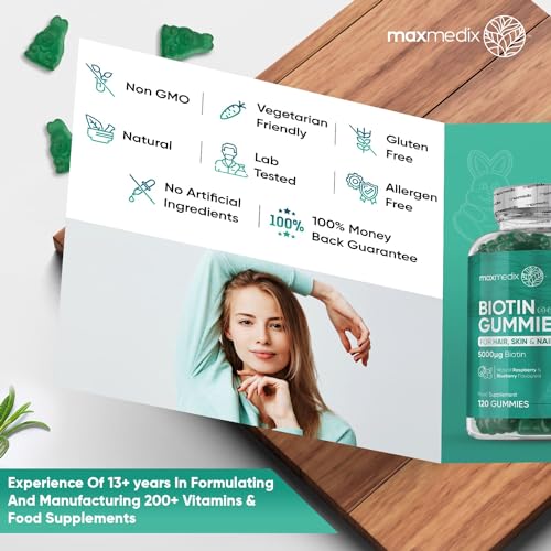 Biotin Gummies 5000mcg - with Vitamin A, B, C, D, E & Selenium – 120 Hair Nails and Skin maxmedix buy supplements canada