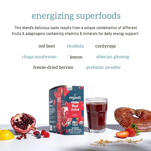 Organifi Red Juice - Vegan Energy Powder - Berry-Flavored Adaptogen Drink - Caffeine Organifi buy supplements canada