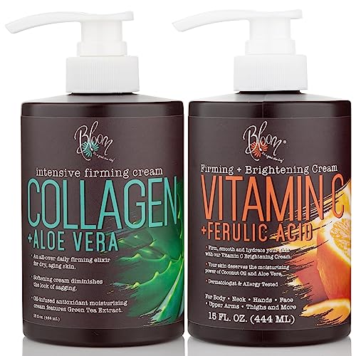 BLOOM Vitamin C Cream + Collagen Cream Body Lotion & Face Moisturizer 2PC Skincare BLOOM IT'S A GREAT SKIN DAY! buy supplements canada