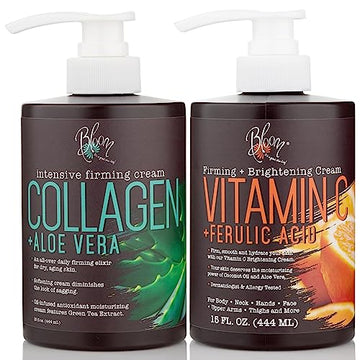 BLOOM Vitamin C Cream + Collagen Cream Body Lotion & Face Moisturizer 2PC Skincare BLOOM IT'S A GREAT SKIN DAY! buy supplements canada