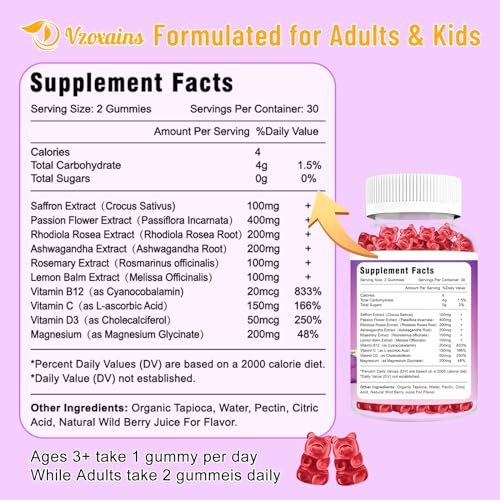 VZOXAINS 2 Pack Saffron Supplement Gummies, Sugar Free Saffron Extract with Magnesium VZOXAINS buy supplements canada