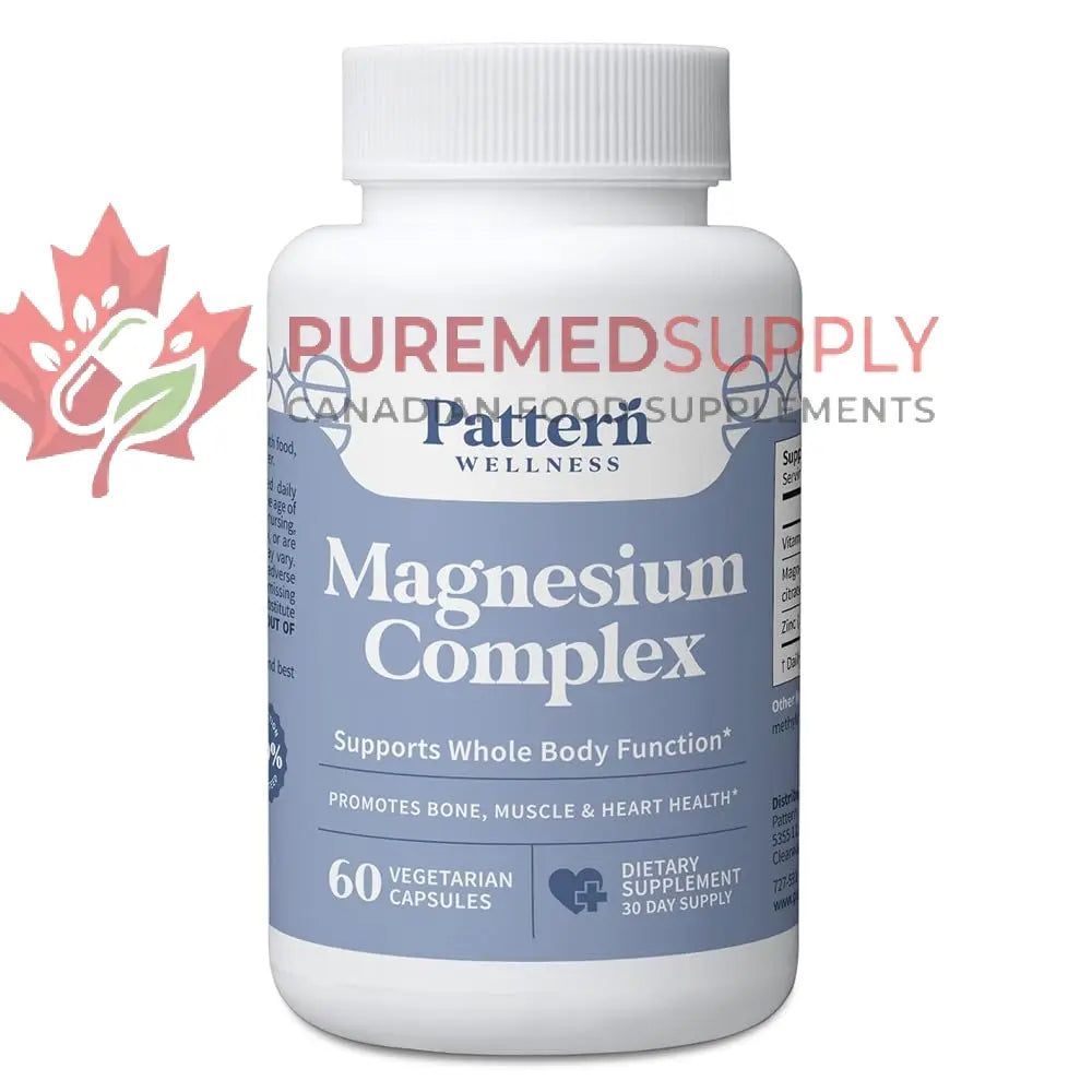 Pattern Wellness Magnesium Complex – Supports Muscle, Bone & Relaxation Health – with Zinc & Vitamin D – Daily Support Formula – 60 Vegan Capsules Pattern Wellness buy supplements canada