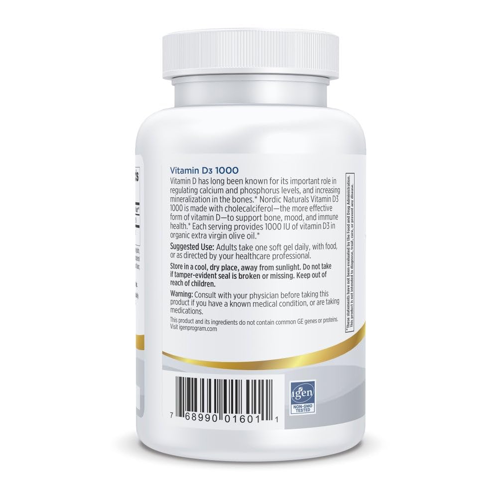 Nordic Naturals Pro Vitamin D3 1000, Orange - 120 Mini Soft Gels - 1000 IU Vitamin D3 - Supports Healthy Bones, Mood & Immune System Function - Non-GMO - 120 Servings Nordic Naturals buy supplements canada