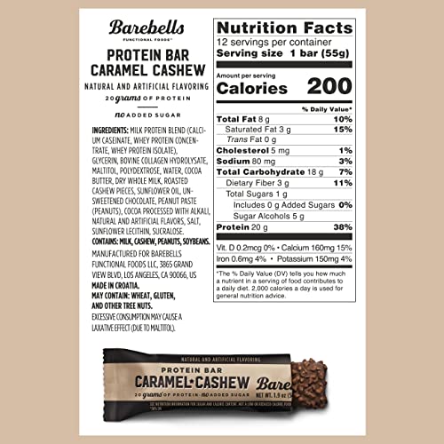 Barebells Protein Bars Caramel Cashew - 12 Count, 1.9oz Bars with 20g of High Protein BAREBELLS buy supplements canada