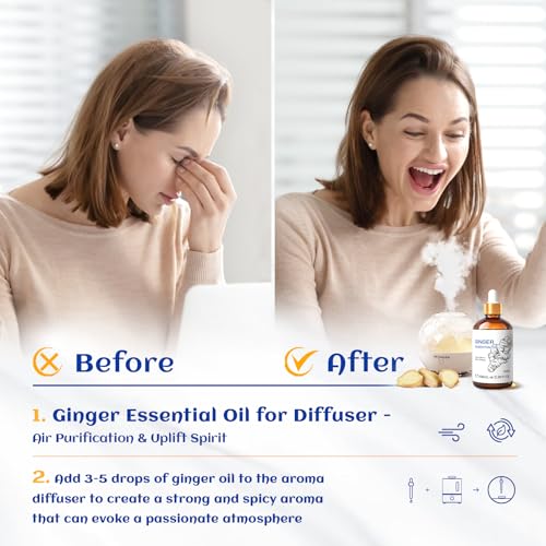 HIQILI Pure Ginger Essential Oil 3.38 Fl Oz, Pure Natural Premium Ginger Oil for Massage HIQILI buy supplements canada