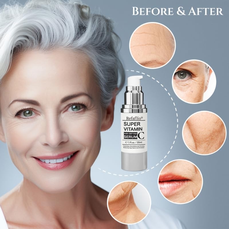 Super Vitamin C Serum for Women over 70, Rapid Anti Aging Cream, Face Lift Cream, Hydrates, Softens, Lifts and Firms, Fights Wrinkles, Advanced Super Serum C 3PCS. (90ml) Refaflio buy supplements canada