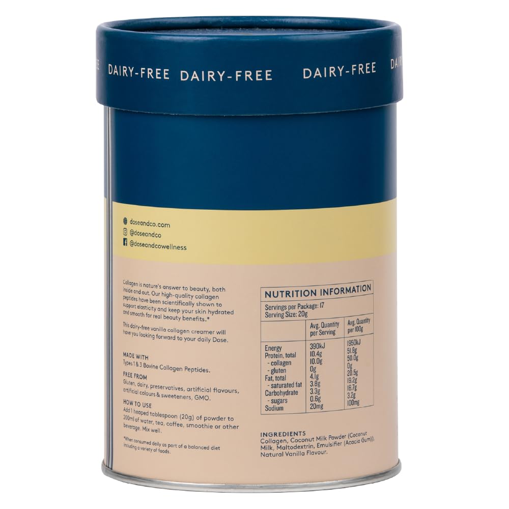 Dose & Co Dairy-Free Collagen Creamer - Vanilla 340g, Vanilla DOSE & CO buy supplements canada